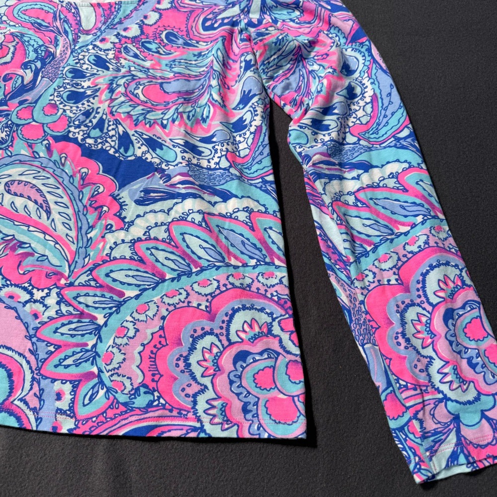 Lilly Pulitzer XL Tristan Paisley Floral Twist Back Long Sleeve Pima Cotton Top - Picture 9 of 9